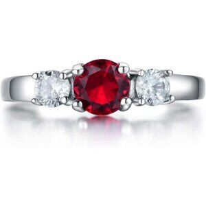 07.July Classic Birthstone CZ Stainless Steel Ring